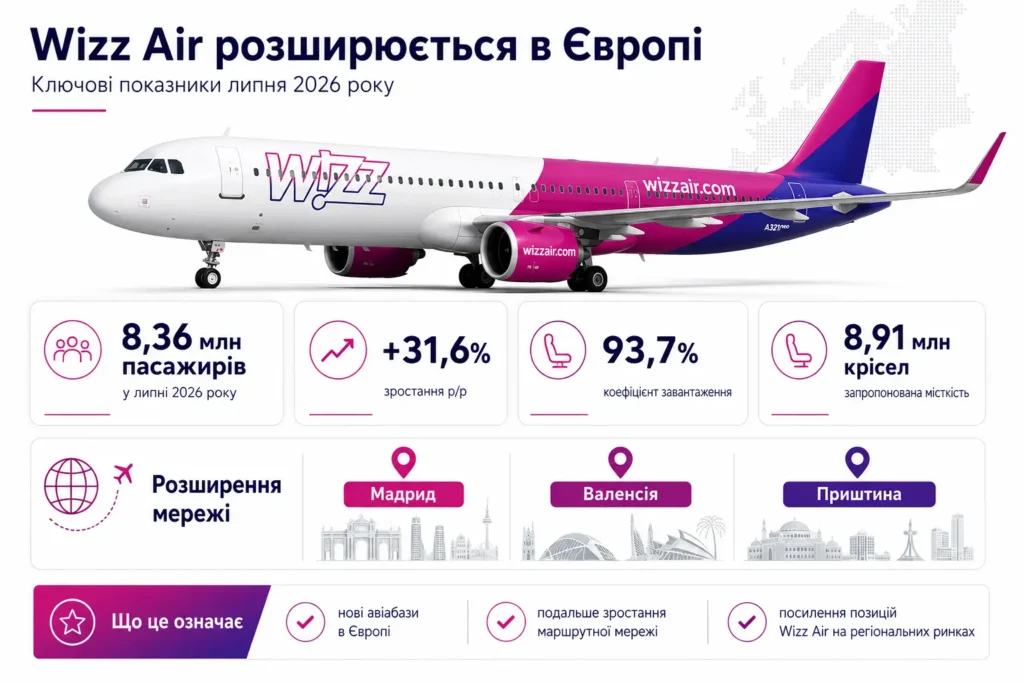 Wizz Air розширюється в Європі: нові бази та 8,3 млн пасажирів 2 Wizz Air 2